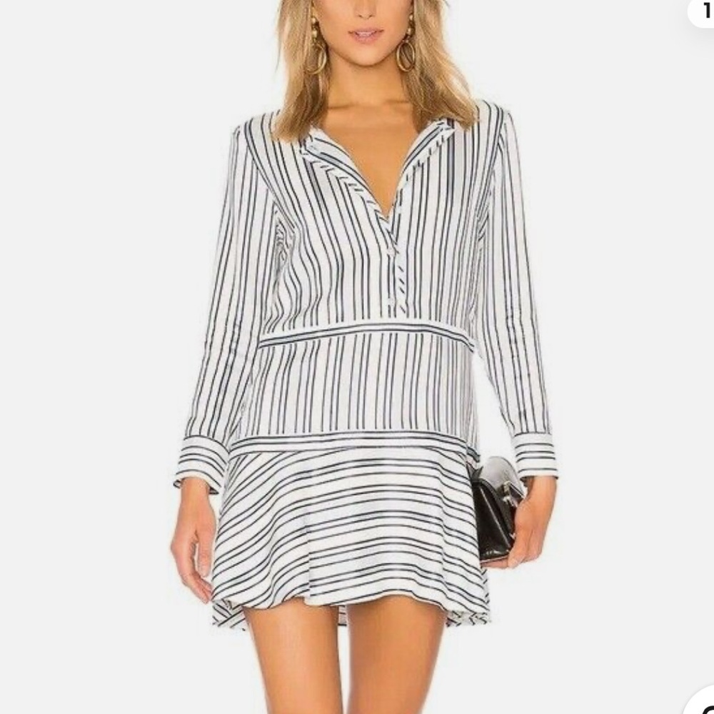 ALEXIS Nicholina Long Sleeve Shift Dress Size M Medium White Blue